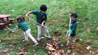 Children Raking Leaves