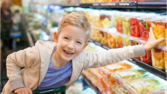 Child Grocery Shopping with Family