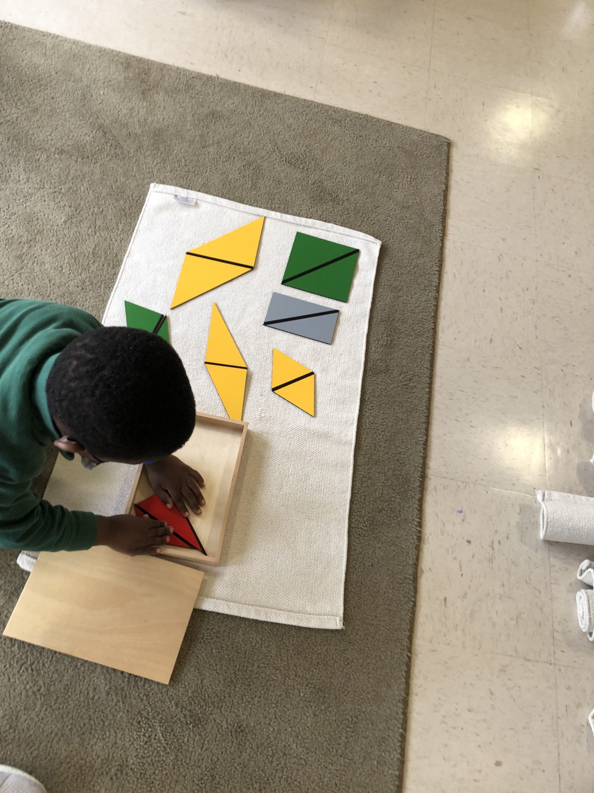 Student with Constructive Triangle Rectangular Box