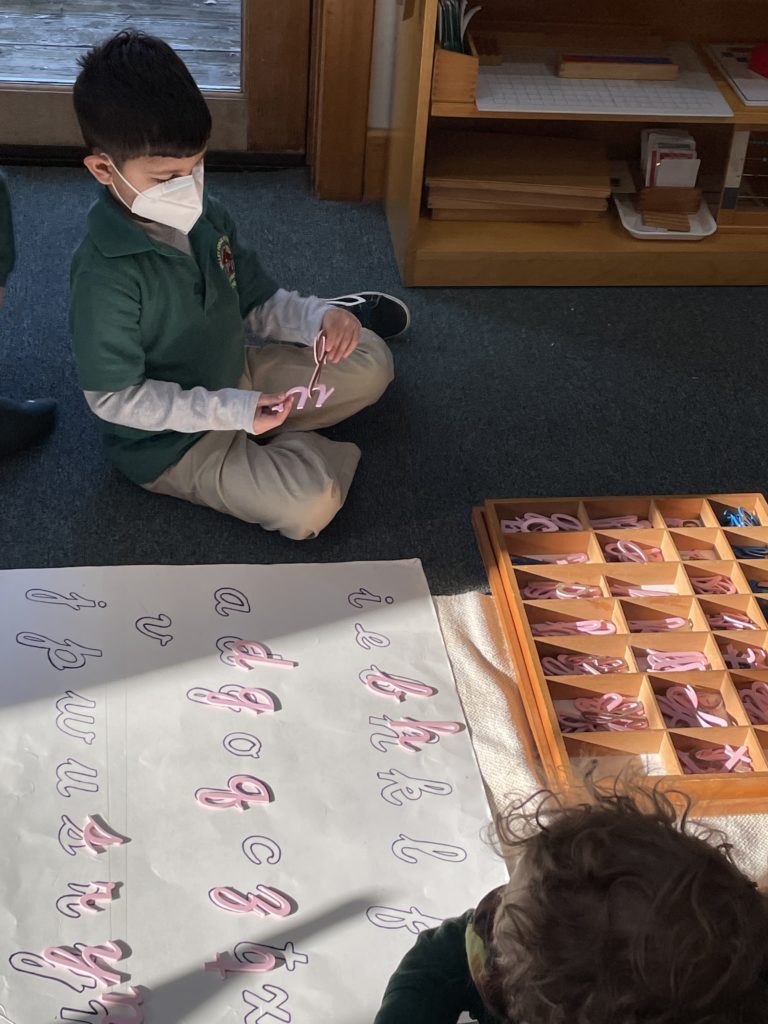 Students learning letters